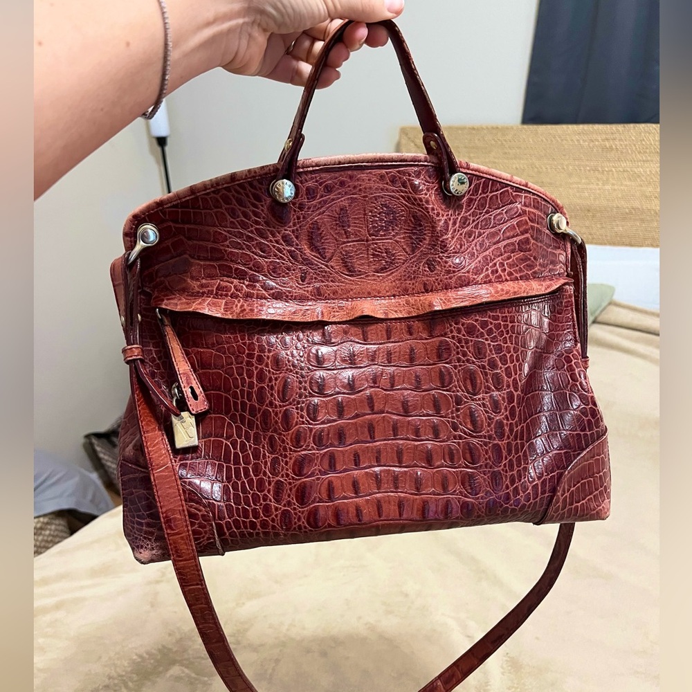 Furla Piper Crocodile Embossed Shoulder Bag